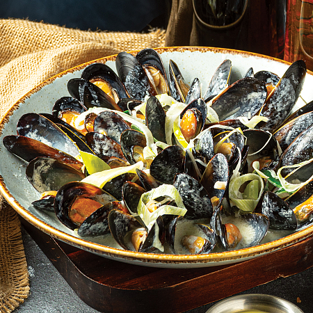 Мидии в сливочном соусе